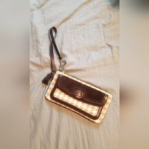 Coach Brown and Cream Wristlet